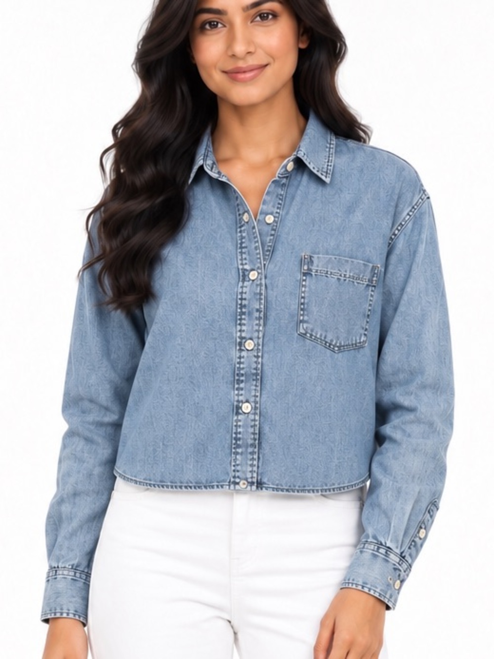 GAP Classic Light Wash Denim Shirt - Blue